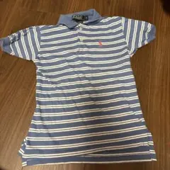 レトロ　ポロ　ラルフローレン　4 青ボーダー　青　半袖　ポロシャツ