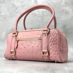 【良品✨】ファルチ オーストリッチ ハンドバッグ エキゾチック レザー ピンク