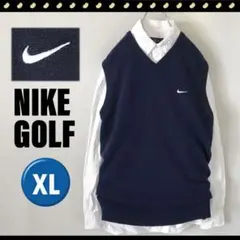 ナイキ★NIKE GOLF★ウールベスト★刺繍スウッシュ★ネイビー★XL