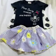 80size 女児ニットプランナー リバーシブルスカートとオマケのTシャツセット
