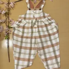 ベビーオーバーオールチェック柄