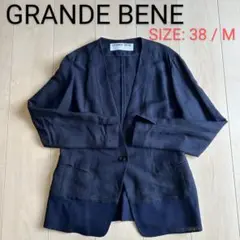 【美品】リネン サマー ジャケット ネイビー 紺 M