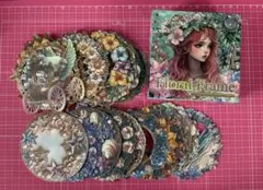 Floral Frame 箔押しエンボスマテリアルペーパー 50枚(箱付き)