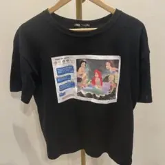 ZARA アリエル プリント Tシャツ L ブラック