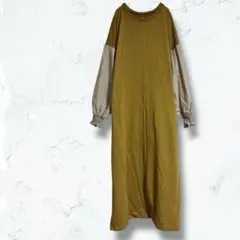 2588＊ノアールレーベル＊ドッキングワンピース からし色 F 長袖 丸首 秋冬