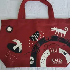 カルディ　バッグ　赤　22.5cm x 35.5cm x 12cm　布　新品