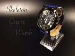 腕時計　メンズ ステンレス レザー　革　ベルト ウォッチ ギリシャ