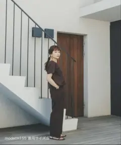 美品　EiiS 高山直子さんコラボ　リネンコンオールインワン　ブラウン　S