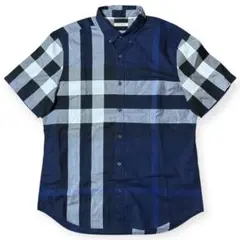 BURBERRY BRIT メガチェック 半袖 BDシャツ ネイビー Lサイズ
