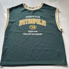 緑　ノースリーブタンクトップ　Tシャツ
