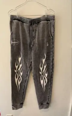 BWOOD.NYC フレイムファイヤーパターンスウェットパンツ　グランジ