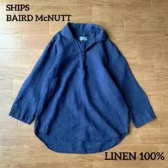 SHIPS カプリシャツ BAIRD McNUTT リネン100% ネイビー L
