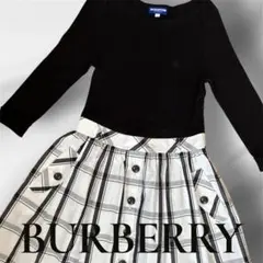 美品 ✨BURBERRY ドッキングワンピース 黒　チェック柄