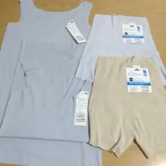 縫い目がなく肌にやさしい　Ｓサイズ　タンクトップ２点　２分丈ボトム２点