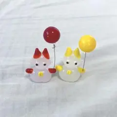 ガラス細工 風船を持ったネコ