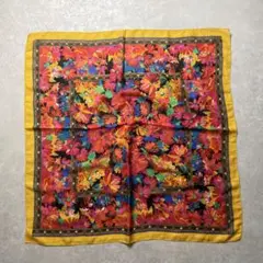 イタリア製 vintageレトロモダンスカーフ 花柄 ポリエステル マルチカラー