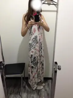 ノースリーブロングワンピース グラフィックプリント