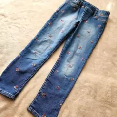 【130cm】ギャップ 刺繍入り スキニー デニム パンツ 可愛い 花柄 女の子
