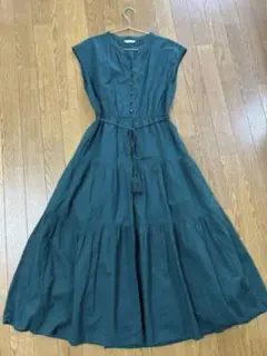 BEAMS HEART スキッパーネック ワンピース グリーン