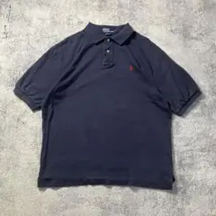 ラルフローレン ポロシャツ ネイビー×赤ポニー M 鹿の子 USA規格