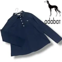 美品 adabar アダバット 長袖ポロシャツ サイズ40 ネイビー 犬 刺繍