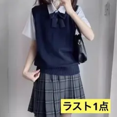 スクールベスト　ネイビー　紺　女子高生　学生　jk 制服　コスプレ