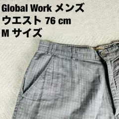 GLOBAL WORK グレーチェック ショートパンツ メンズ 夏物　M