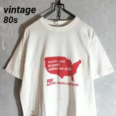 80s USA vintage ILGWU 保険T ホワイト　L Tシャツ　古着