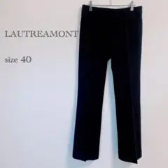 a436 ロートレアモン センタープレスパンツ オフィス スラックス 黒 L