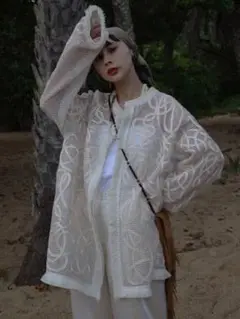 ジャケット・アウター Ameri MEDI TAPE EMBROIDERY MESH JACKET