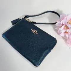 美品 COACH コーチ リストレット ポーチ マルチケース レザー ブラック