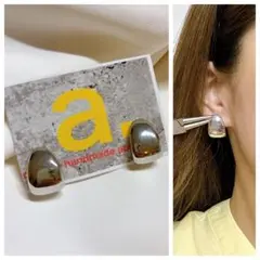 2379-2 シルバー☺︎台型半円フープピアス☺︎