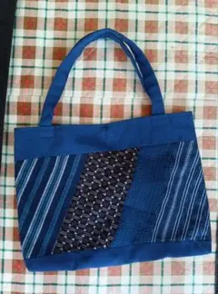 ★布製トートバッグ★しじら織り★ハンドメイド★裏地付き