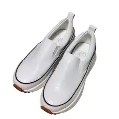 極美品✨ビアズリー レザースリッポン　24.5cm ホワイト