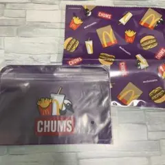 チャムス マクドナルド 福袋 2023 クリーナークロス ジッパーポーチ 紫