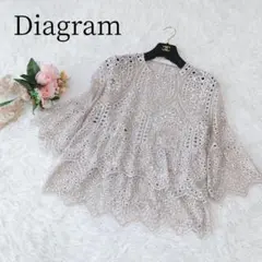 【Diagram/グレースコンチネンタル】ブラウス　刺繍　総レース　フレア　S