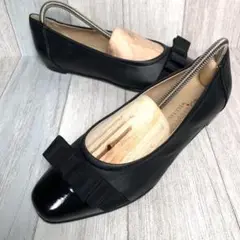 ✨美品✨ダイアナ DIANA バレエシューズ【23】スクエアトゥ リボン 黒
