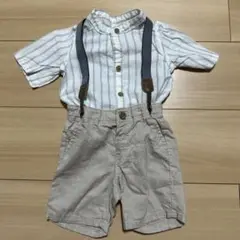 H&M ストライプ シャツ ショーツセットアップ　6M