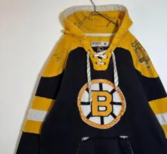 NHL BRUINSボストンブルーインズ刺繍ロゴ　ホッケー　裏起毛　パーカー