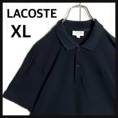 3102【希少デザイン＆XL】ラコステ オールブラック 鹿子 半袖 ポロシャツ