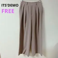 【ITS'DEMO】ガウチョパンツ　ワイドパンツ　タック　ピンク　ラフ　FREE