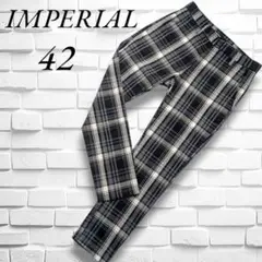 美品✨INPERIAL✨チェックパンツバイカラー ストレッチ バイカラー 伊42