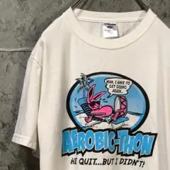 AEROBIC-THON ウサギ おでぶ キャラクター Tシャツ