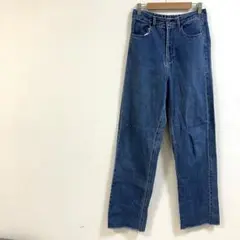C2751 Richeglamour（M）ストレートデニム　綿　青　切りっ放し