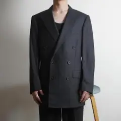 Paul Stuart ストライプ柄ダブルテーラードジャケット グレー/ZW68