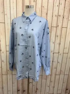 ⭐︎Dazy⭐︎秋冬⭐︎オーバーサイズリボン柄楽ちんシャツL【中古】a22