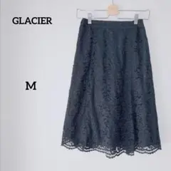 グラシア ハニーズ フレアスカート 総レース M 黒 ウエストギャザー