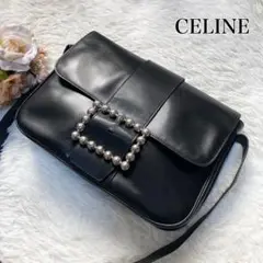 美品⭐️セリーヌ ショルダーバッグ レザー 金具 バックル 星 黒 ブラック