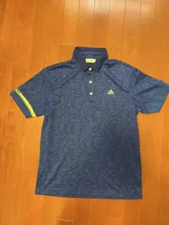 adidas ネイビー柄ポロシャツ Lサイズ