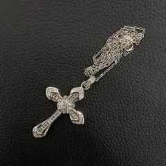18k gp czバケットダイヤ クロス ネックレス シルバー アバランチ
